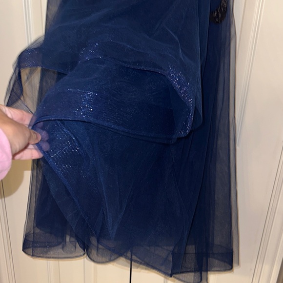 Adrianna Papell Elegant Navy Blue Sequin Dress - Picture 4 of 14